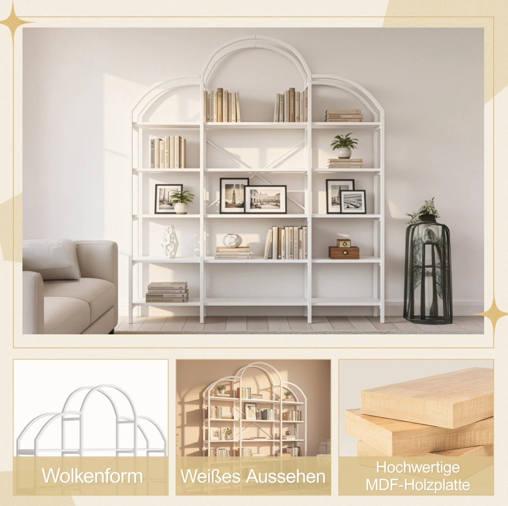 Scaffale a 5 ripiani in MDF e metallo bianco 170x26x190 cm