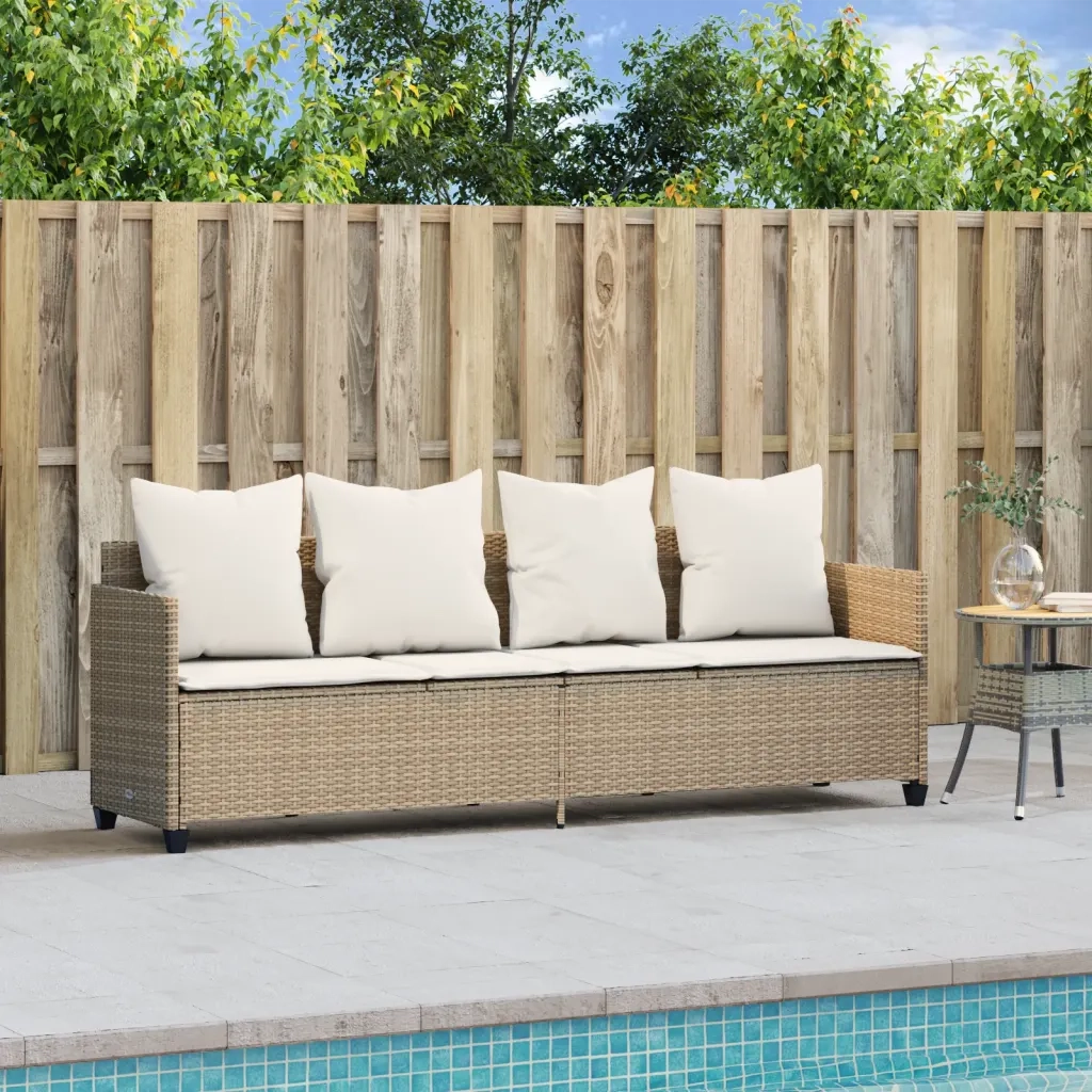 Lettino Prendisole con Cuscini BeigeÂ in Polyrattancod mxl 88138
