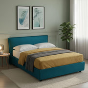 Bronte, Letto Alla Francese Sfoderabile Made in Italy, Azzurro