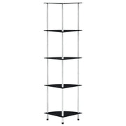 Scaffale a 5 Livelli Nero 30x30x130 cm in Vetro Temperato cod mxl 21116