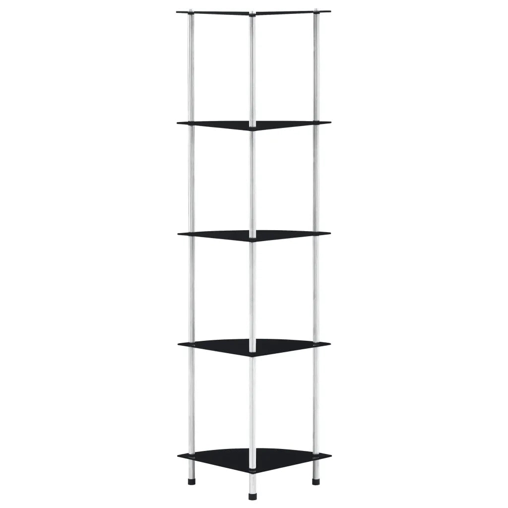 Scaffale a 5 Livelli Nero 30x30x130 cm in Vetro Temperato cod mxl 21116