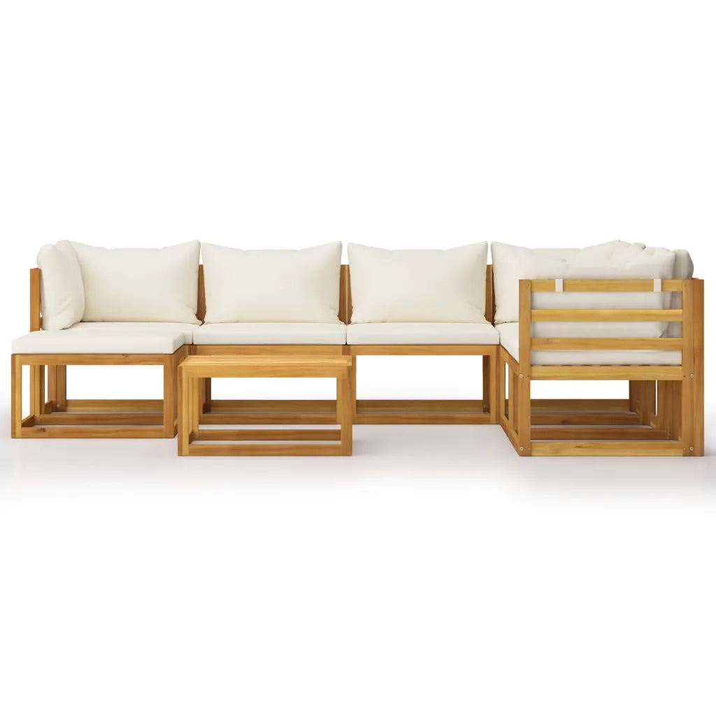 Set Divani da Giardino 8 pz con Cuscini Crema Massello Acacia 3057646