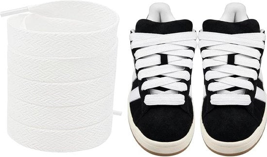 2 pezzi di Corda in Lana Bianca da 140cm, larghezza 15mm, per Scarpe da Ginnastica Adidas, Corda di Ricambio per Sneaker da 00s, Bianco