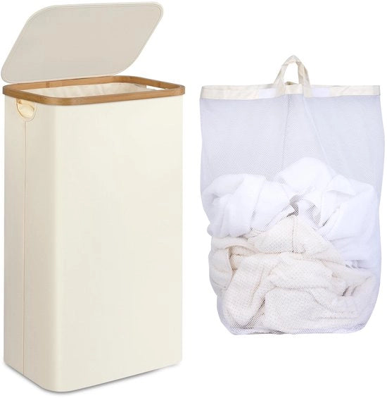 Wascazzato 75L, Wascazzato con tasca interno rimovibile e lavabile, Wascazzato con maniglie per capi d'abbigliamento, giocattoli e asciugamani (beige)