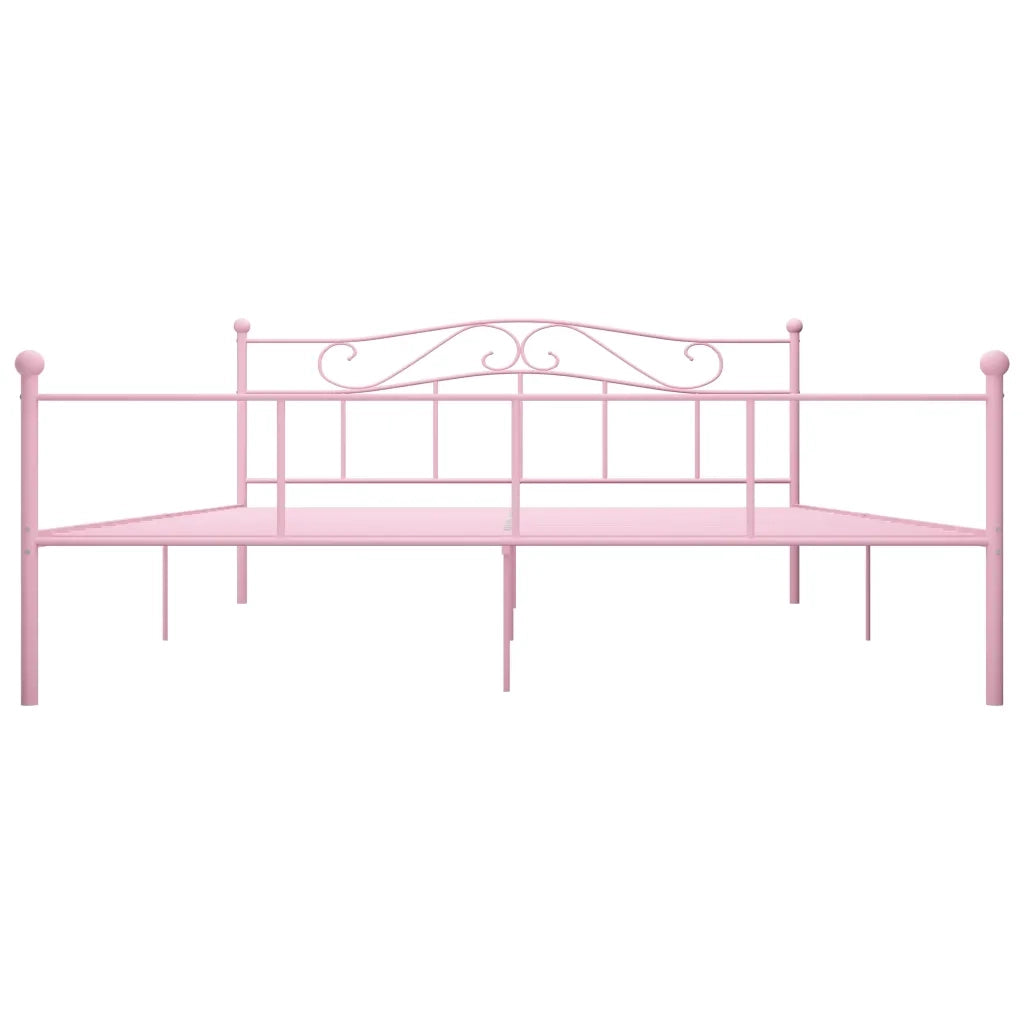 Letto matrimoniale | Letto per adulti | Giroletto Rosa in Metallo 180x200 cm
