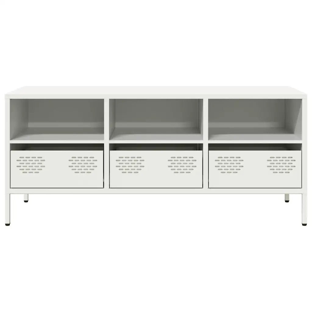 Mobile TV Bianco 101,5x39x43,5 cm in Acciaio Laminato a Freddo 851327