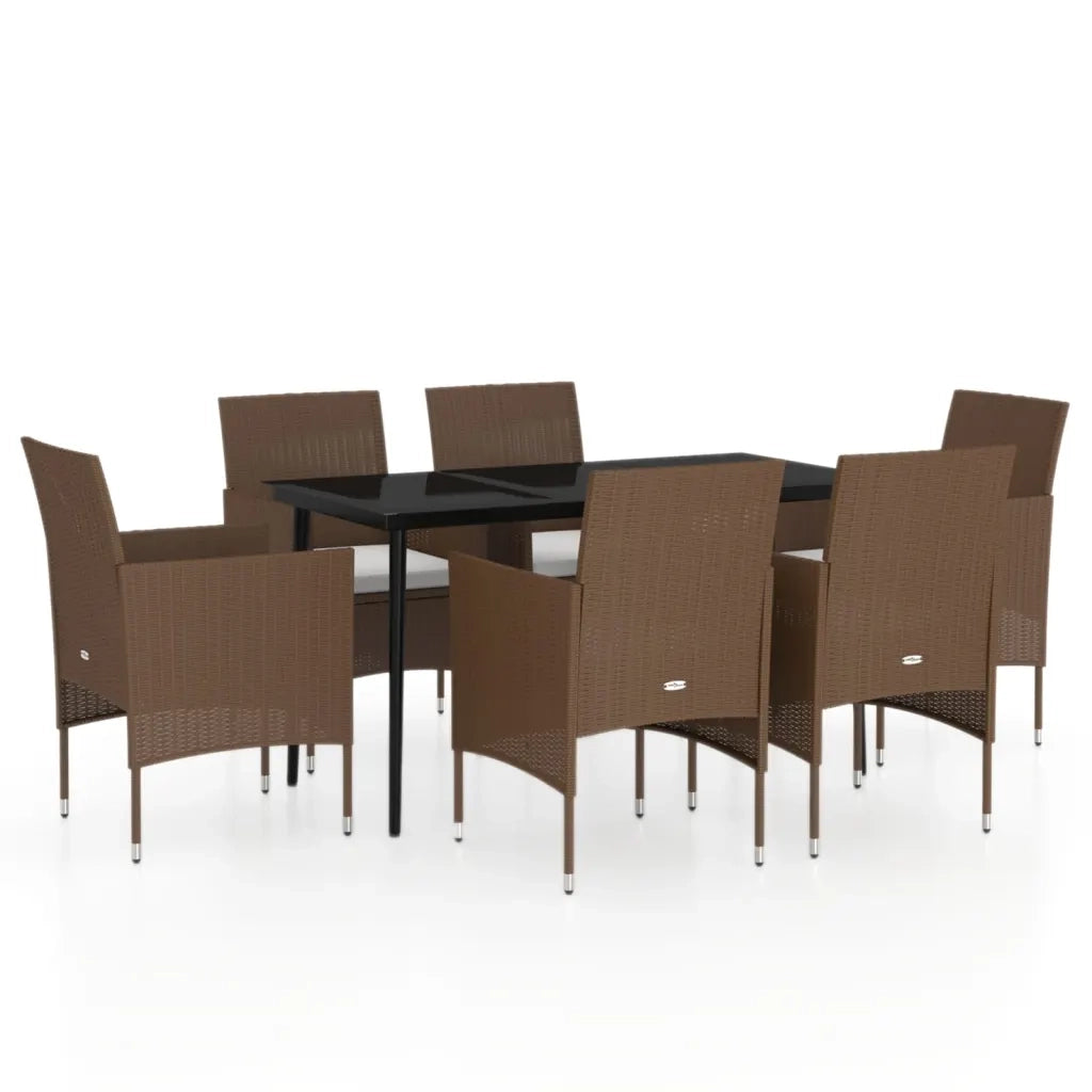 Set da Pranzo da Giardino 7 pz con Cuscini Marrone e Nero cod mxl 38738