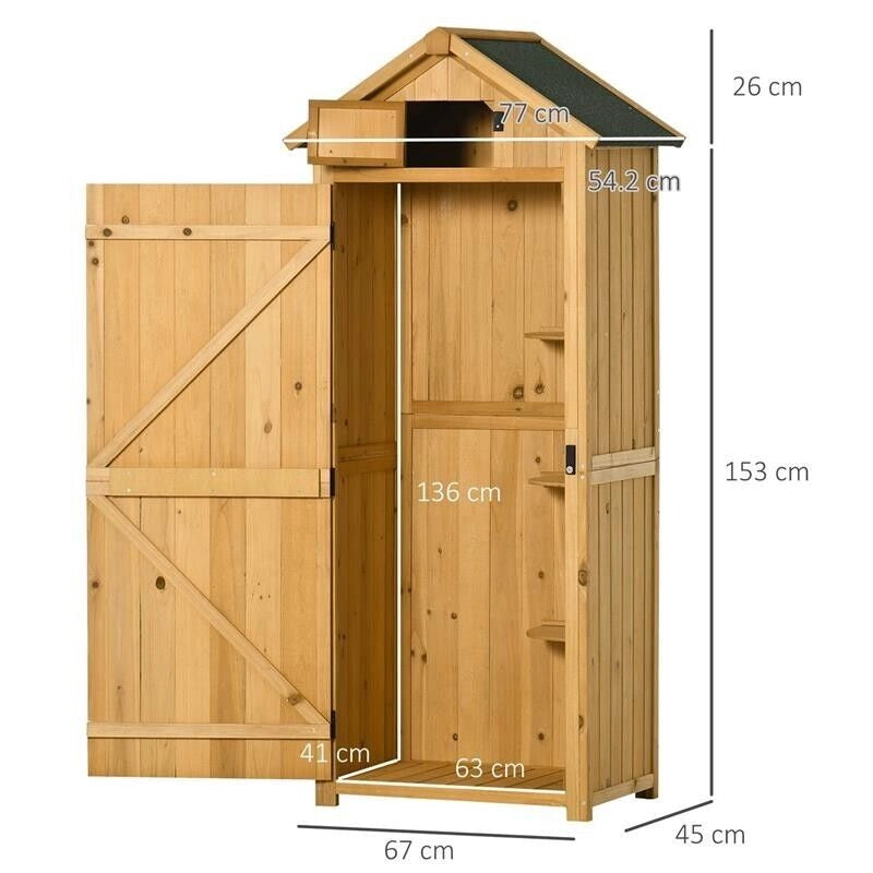 CAPANNO DA GIARDINO PORTA ATTREZZI IN LEGNO IMPERMEABILE, 77X54.2X179CM - GIALLO
