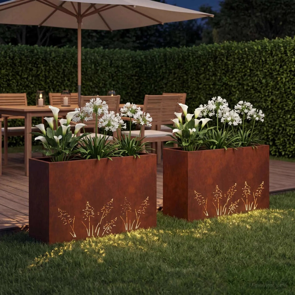 Vaso da giardino 2 pz Ruggine 80 x 20 x 49 cm Acciaio Corten 8005833