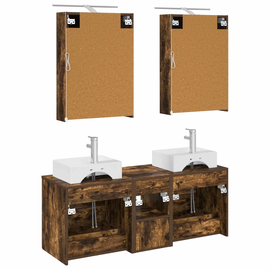 Set di mobili per il bagno 5 pcs Rovere Fumo 3406795