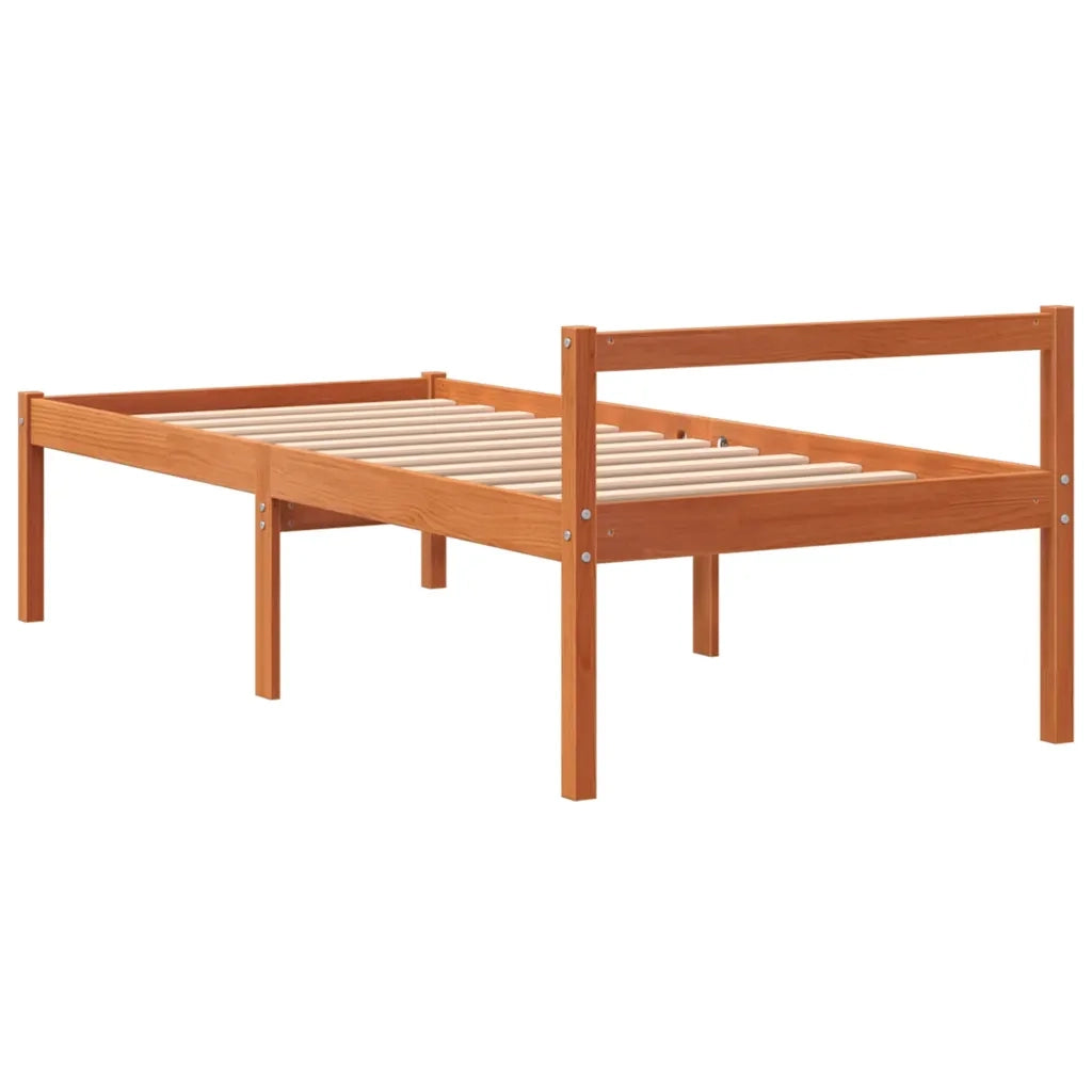 vidaXL Letto per Anziani Marrone Cera 90x200 cm Legno Massello di Pino