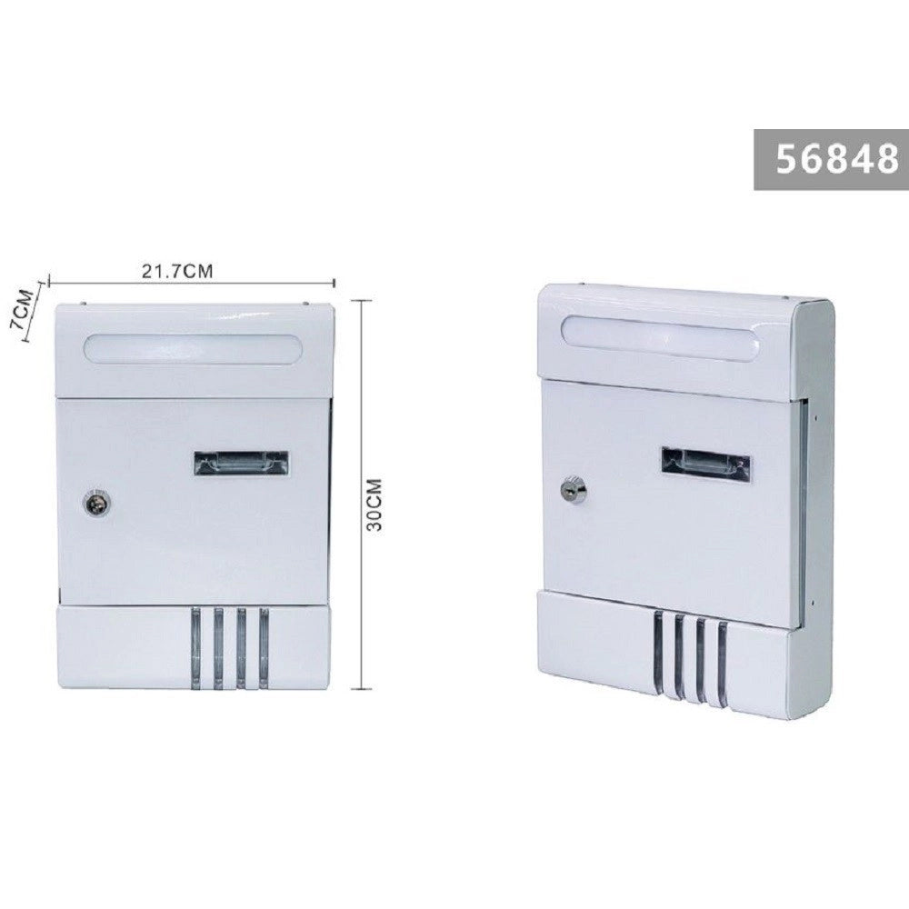 Trade Shop - Cassetta Postale In Metallo Porta Lettere Chiave Buca Posta H2803 Bianca 56848 -