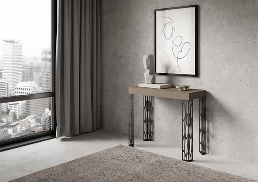 Consolle Allungabile 90-300x40x77 cm Ghibli Tortora Telaio Antracite