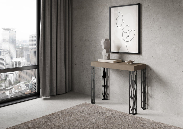 Consolle Allungabile 90-300x40x77 cm Ghibli Tortora Telaio Antracite