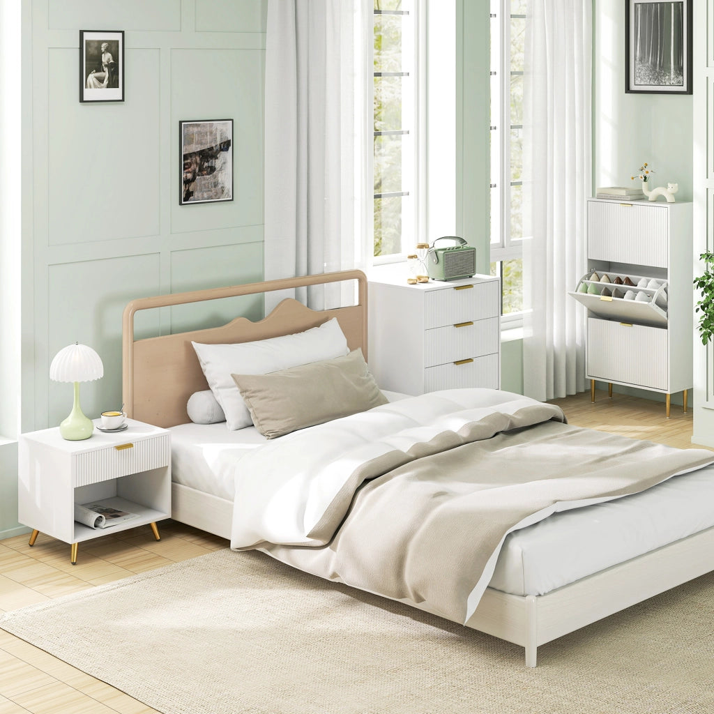 Comodino Moderno con Cassetto e Ripiano ¨C zephmum ¨C Bianco 50x40x47 cm