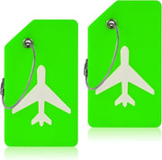 Set di 5 etichette per bagagli in silicone con tessera di identificazione, etichette per bagagli con cavi in acciaio inossidabile, etichette per borse, colore verde