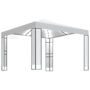 Gazebo | Pergolato con Tetto Doppio e Stringa di Luci LED 3x3 m Bianco