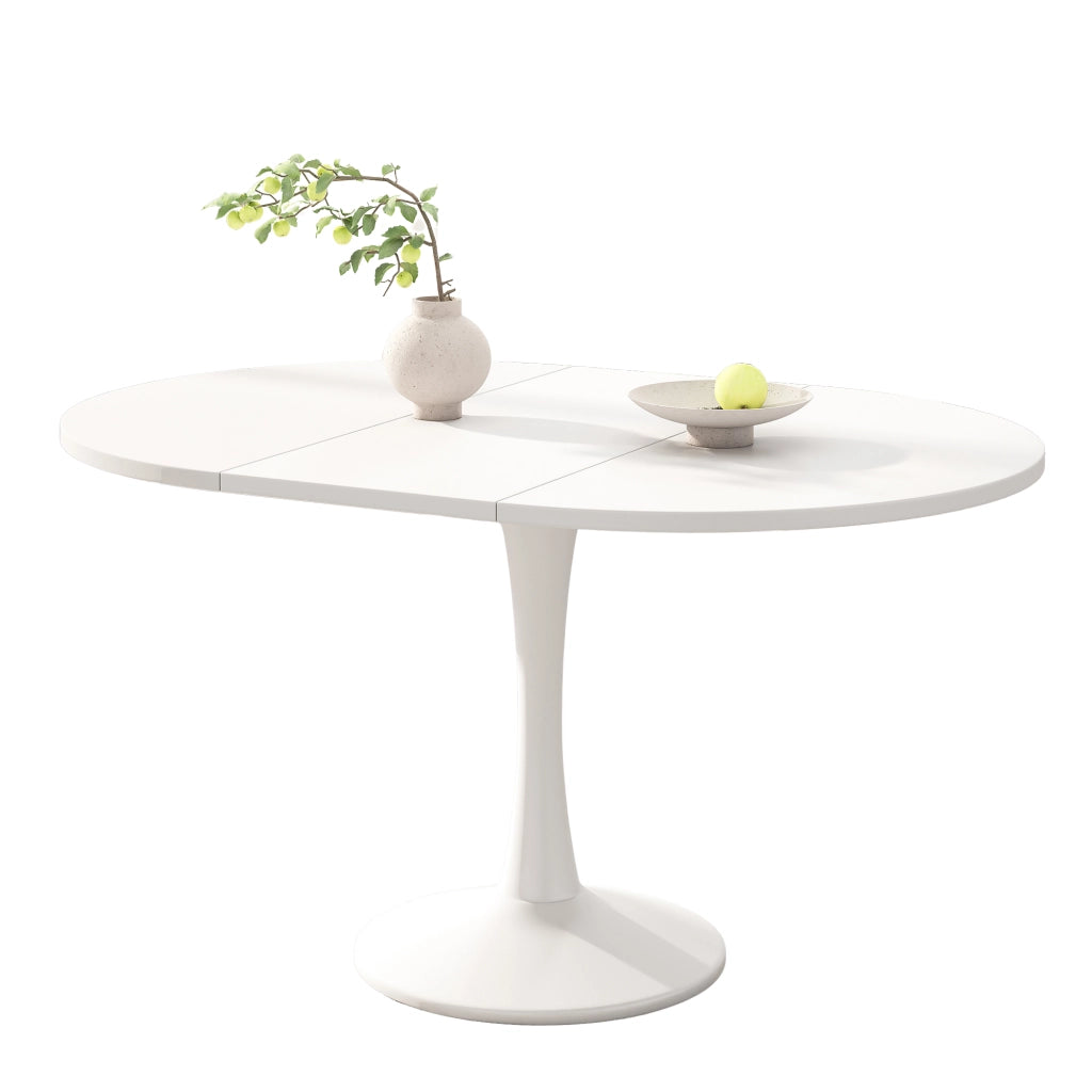 Tavolo da pranzo allungabile ovale 100/140x100 cm, bianco