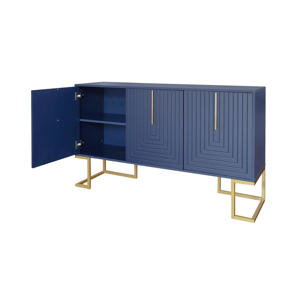 Credenza 3 Ante con Ripiani Regolabili e Maniglie in Metallo ¨C MINIMAL ¨C Blu Navy