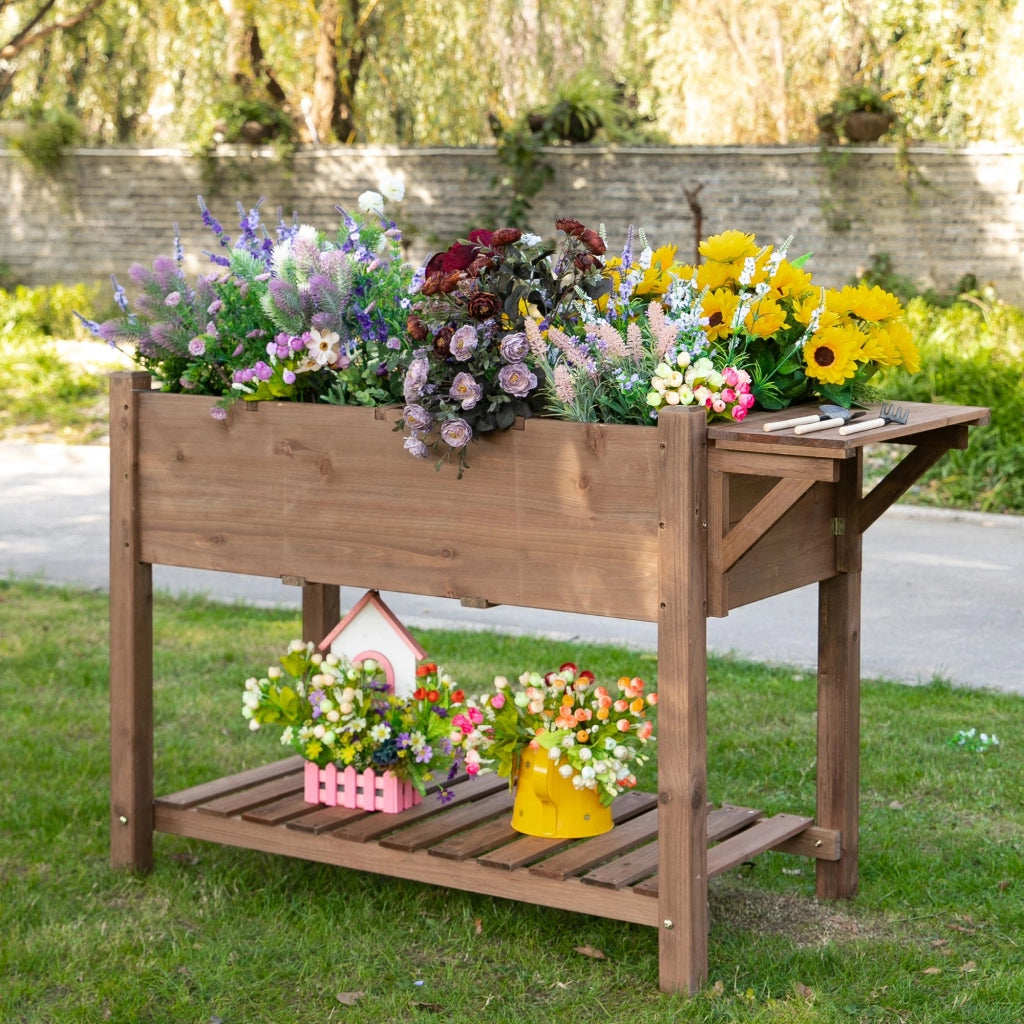 Tavolo da Orto con 8 Scomparti e Ripiani ¨C Zephmum ¨C 123x54x80 cm Marrone