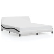 Letto matrimoniale | Letto per adulti | Giroletto Dover Bianco e Nero 180x200 cm in Similpelle