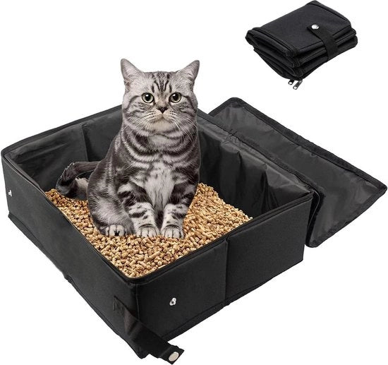 Portatile per gatti - contenitore per escrementi - trasportabile e senza perdite - nero