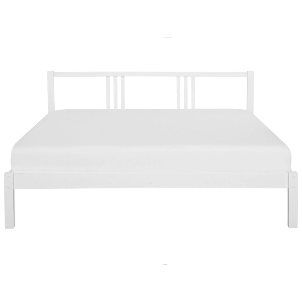 Letto in Legno di pino Bianco con Rete a Doghe Stile Classico 180 x 200 cm