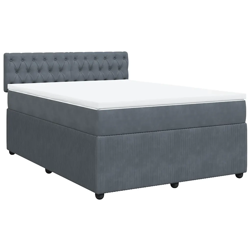 Giroletto a Molle con Materasso Grigio Scuro 140x190 cm Velluto
