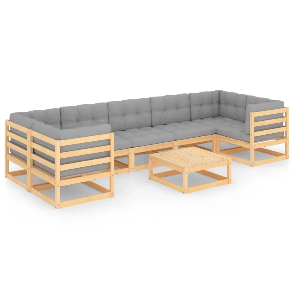 Set Salotto Giardino 8 pz Cuscini Antracite Legno Massello Pino 3077309