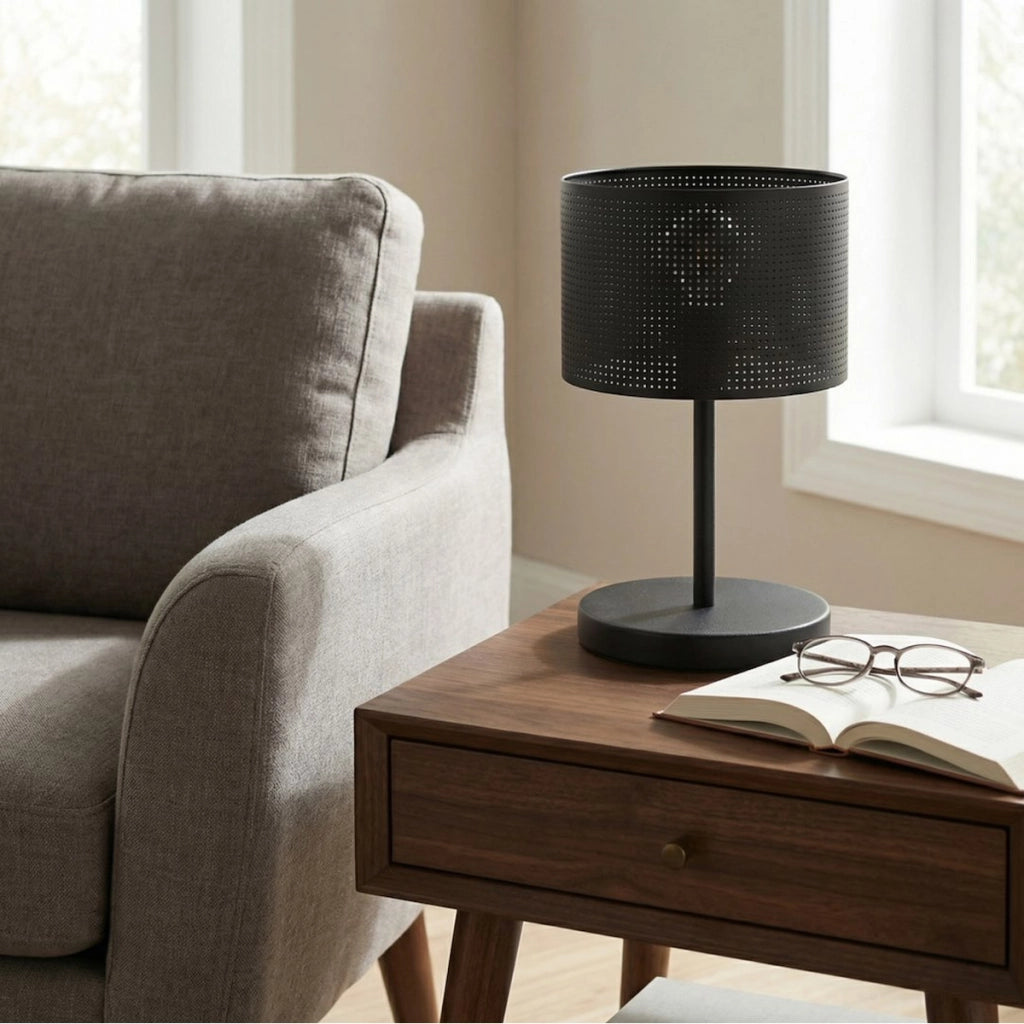 Lampada da tavolo LUX in acciaio nero opaco