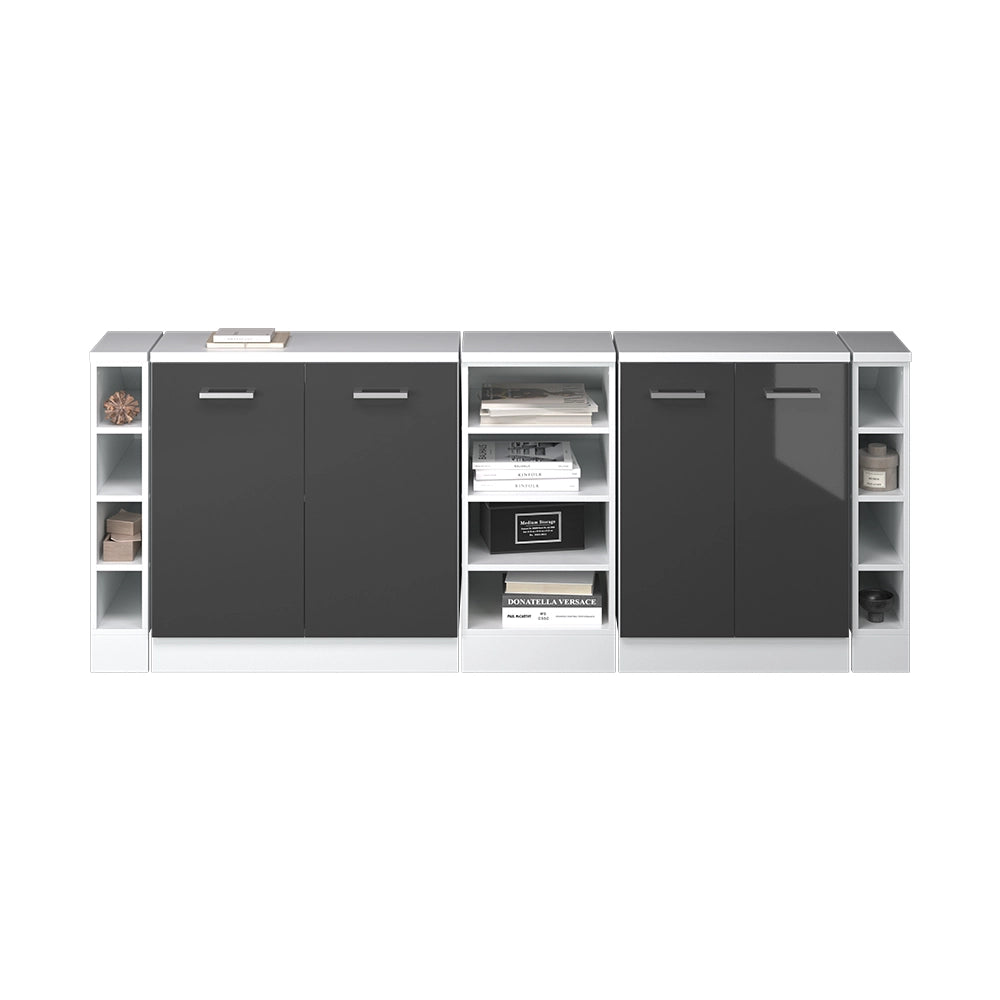 Set di mobili sottotetto Rion Antracite lucido/Bianco 210 cm Set di 5 carcasse armadio profondità 60 cm Vicco