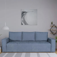 Naturno, Divano Letto 3 Posti Contenitore, 231x99 cm blu
