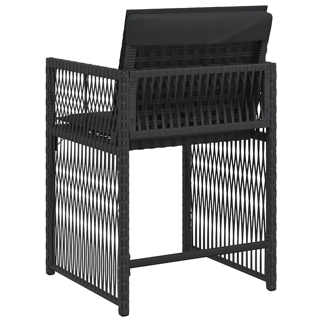 Sedie da Giardino con Cuscini 4 pz | Sedie da Esterno Nere in Polyrattan