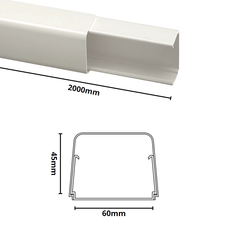 Canale bianco portacavi pvc condizionamento 60x45mm barra 2 metri