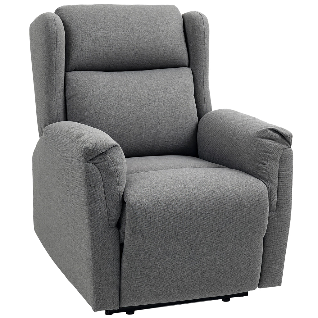 Poltrona Relax Reclinabile con Funzione Liegefunktion, Tessuto Lino, Grigio Scuro