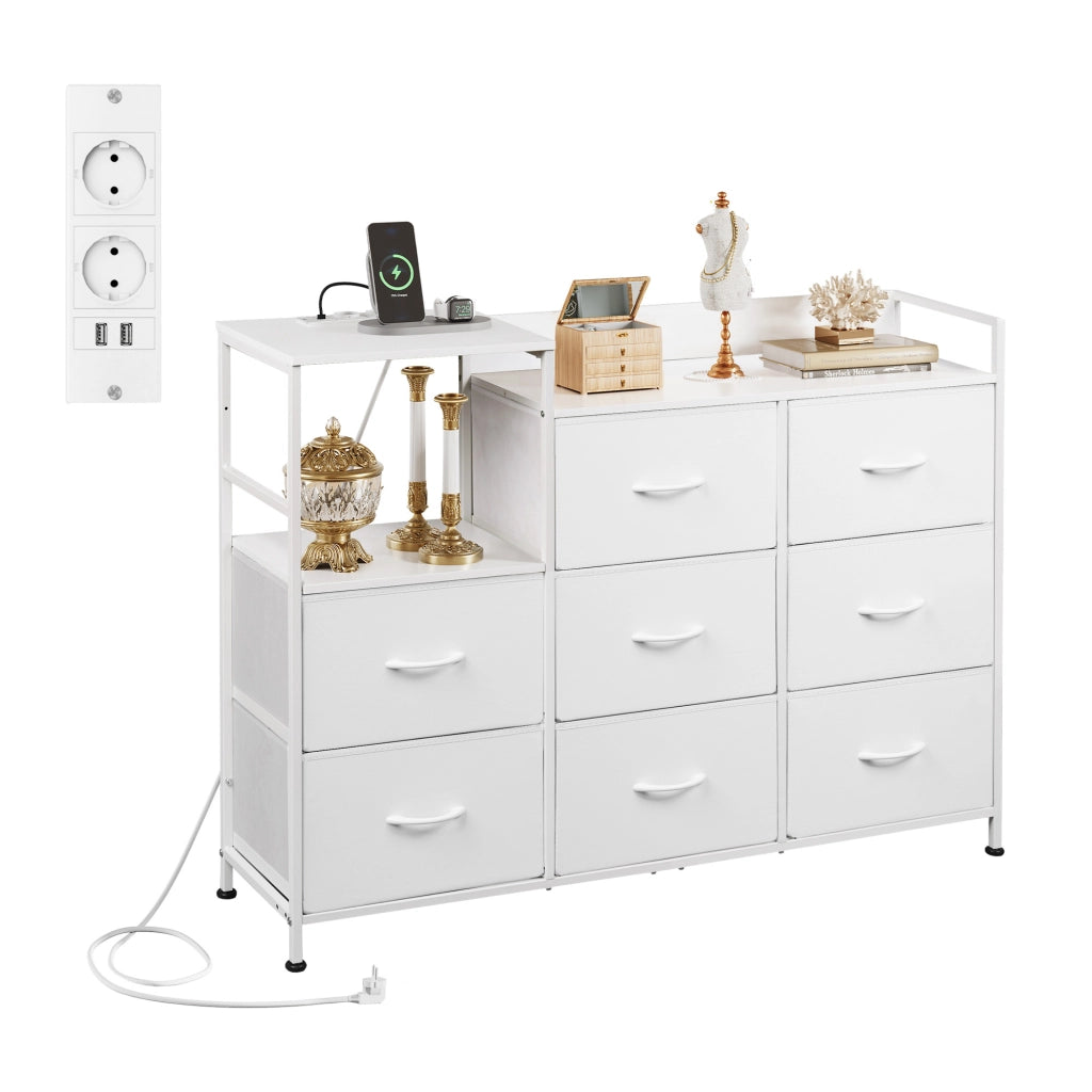 Cassettiera 8 Cassetti con Tessuto ¨C Zephmum ¨C Bianco 60x40x