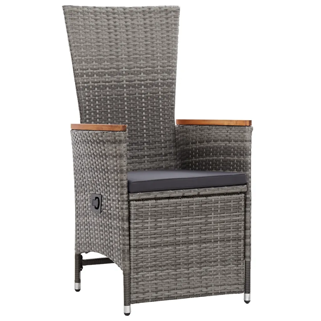 Set da Pranzo da Giardino 9 pz con Cuscini in Polyrattan Grigio 3277548