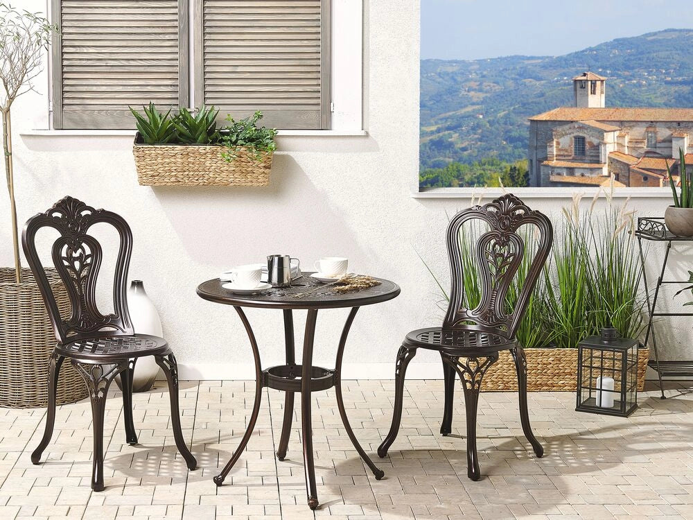 Tavolo da pranzo da giardino in alluminio marrone rotondo ø 65 cm da esterno vintage