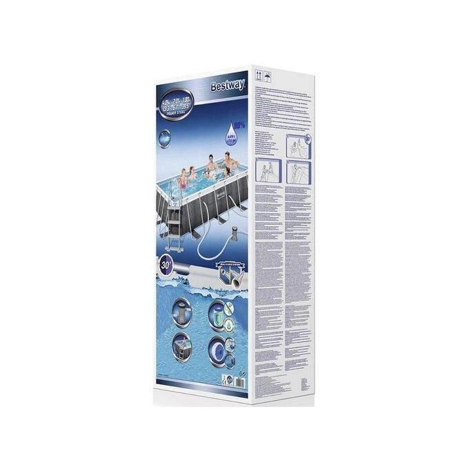 Bestway 56722 Piscina Power Steel Rettangolare 404x201x100 cm colore Rattan grigio scuro con pompa filtro