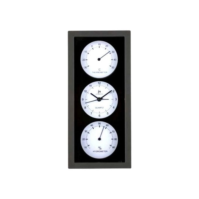 Lowell JA7071NB Orologio da Parete o da Appoggio con Sveglia Termometro e Igrometro 12 x 26 cm colore Nero-Bianco o Grigio