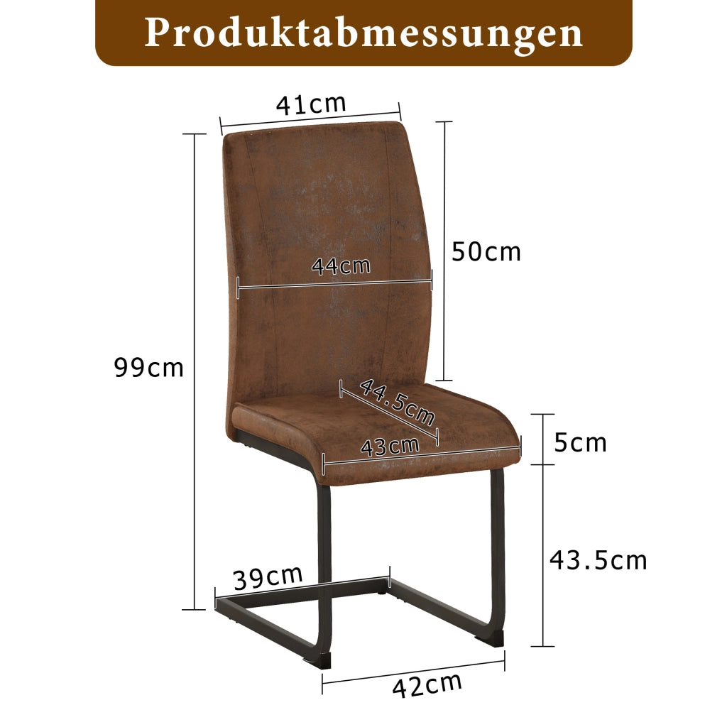 SEDIA da pranzo ergonomica Set da 2 pezzi 43x44,5x5 cm tessuto marrone
