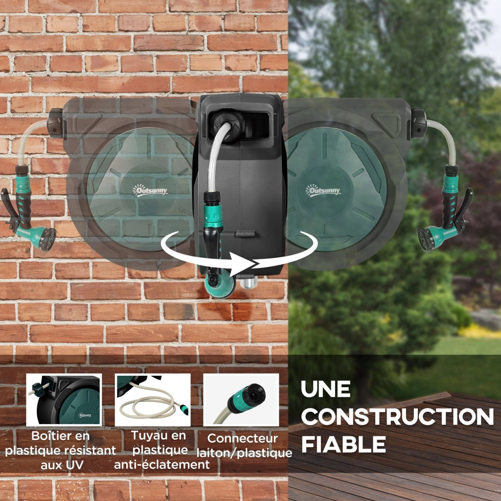 Avvolgitubo da Parete Automatico 30m ¨C Xylo ¨C Verde ?15mm Retrattile per Giardino