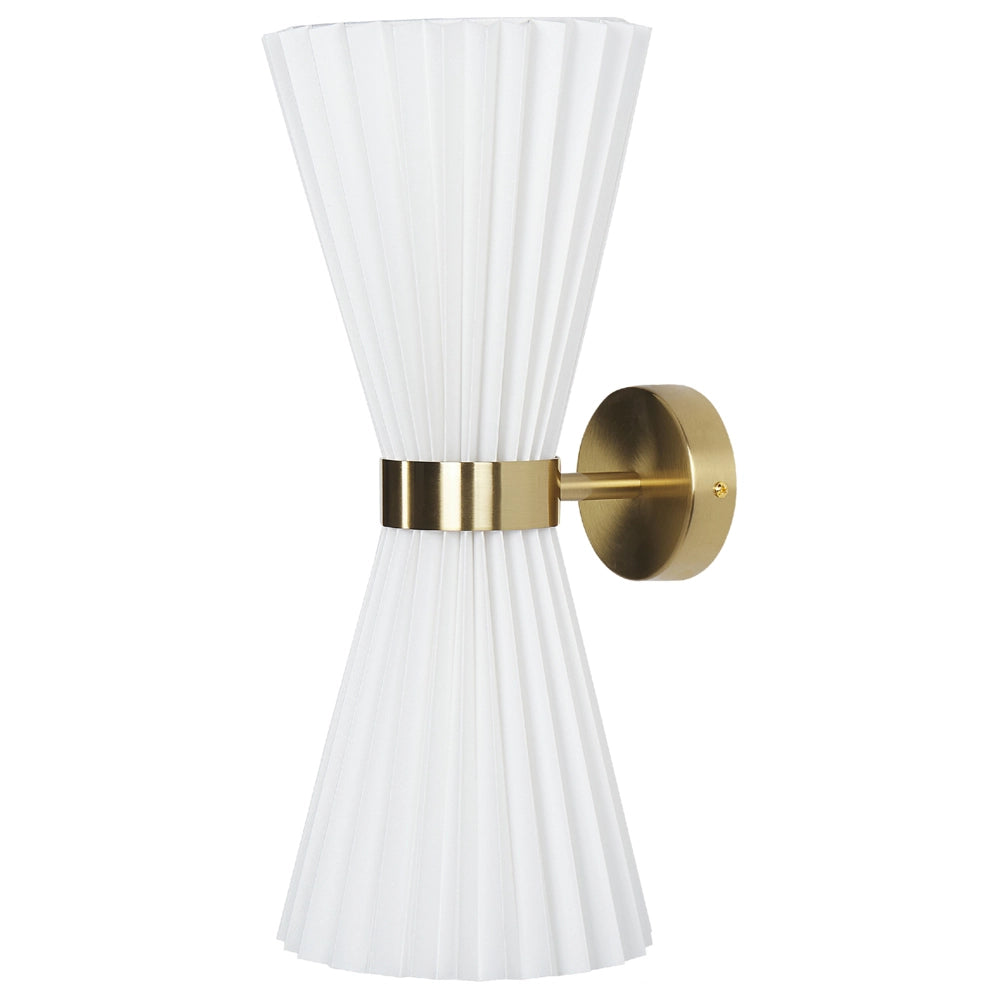 Set di 2 Applique da parete moderna con paralume in tessuto e struttura in ottone e metallo bianco camera da letto soggiorno elegante