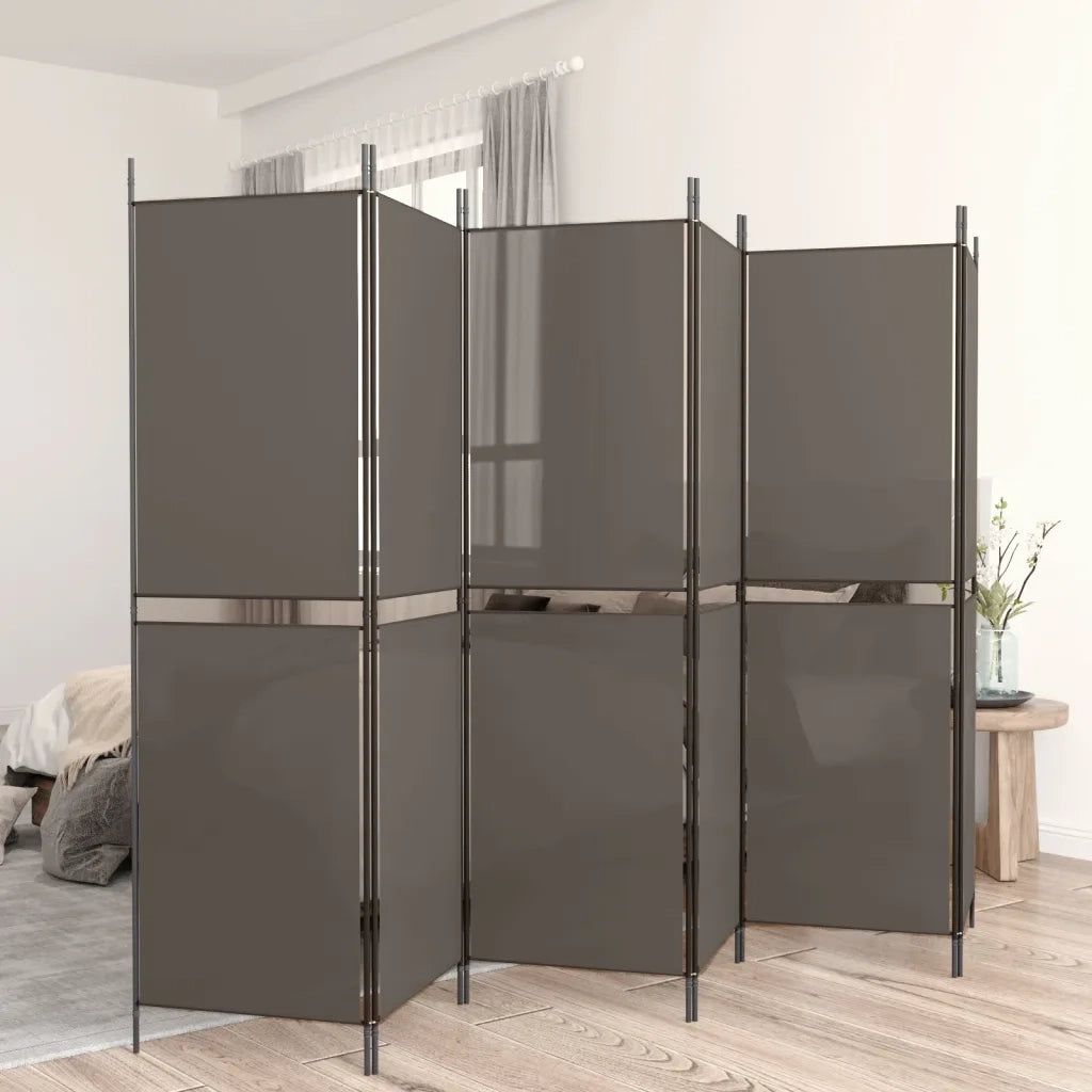 Divisorio Ambienti | Divider per stanze | Paravento a 6 Pannelli Antracite 300 x 180 cm Tessuto
