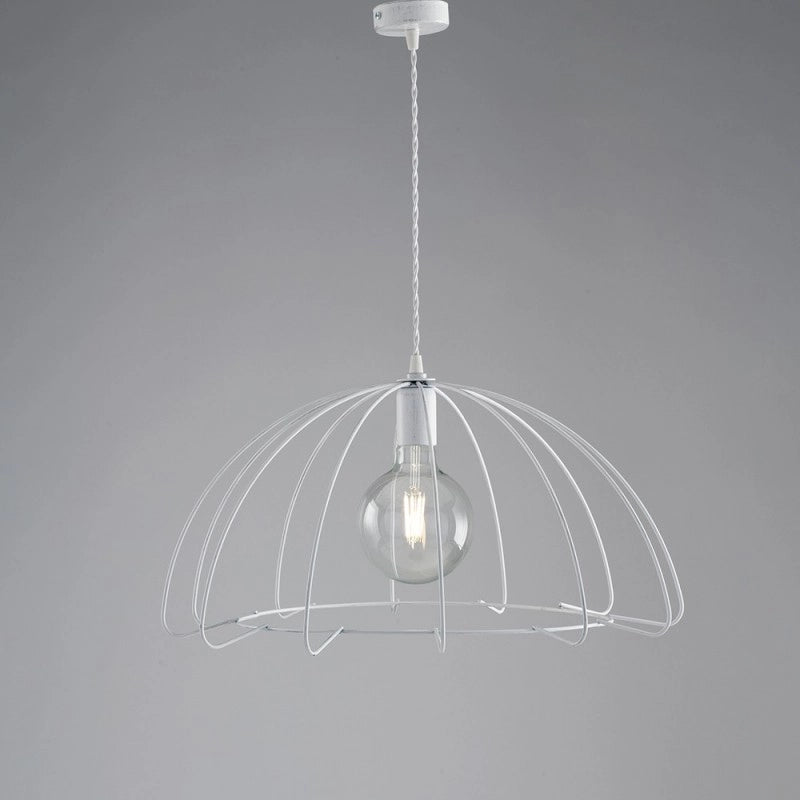 Lampadario moderno in ferro urban industrial bianco cm 55