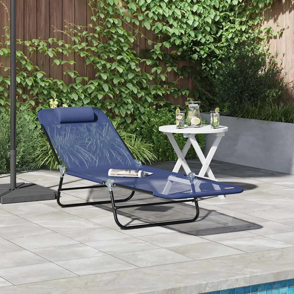 Lettino Prendisole | Sdraio da giardino | Lettino da sole pieghevole Blu navy 182 x 55 x 85,5 cm