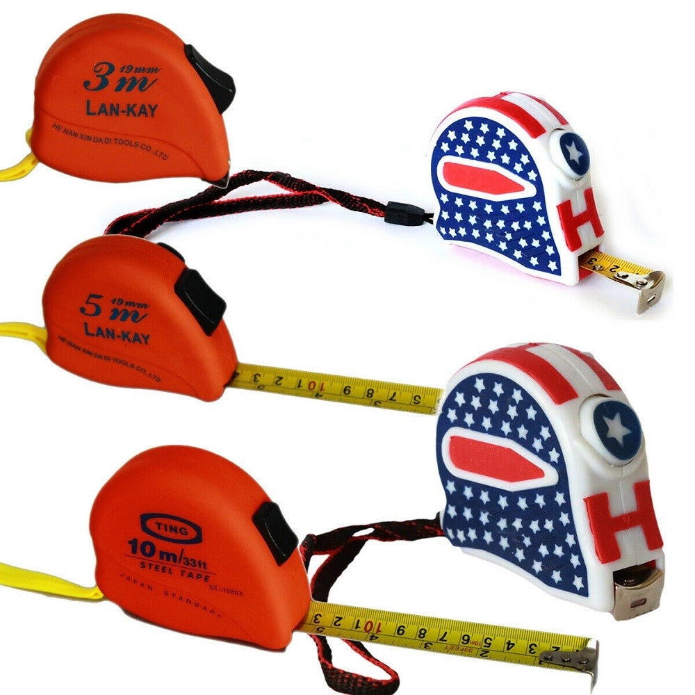 Trade Shop - Metro In Acciaio Flessometro 3 5 10 Metri Mt Flessibile Blocco Retrattile Gancio -
