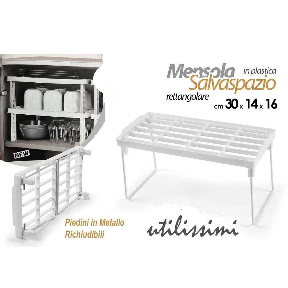 Trade Shop - Mensola Salvaspazio Organizer Cucina Armadio Cassetti Bianca 30x14x16cm 839184 -