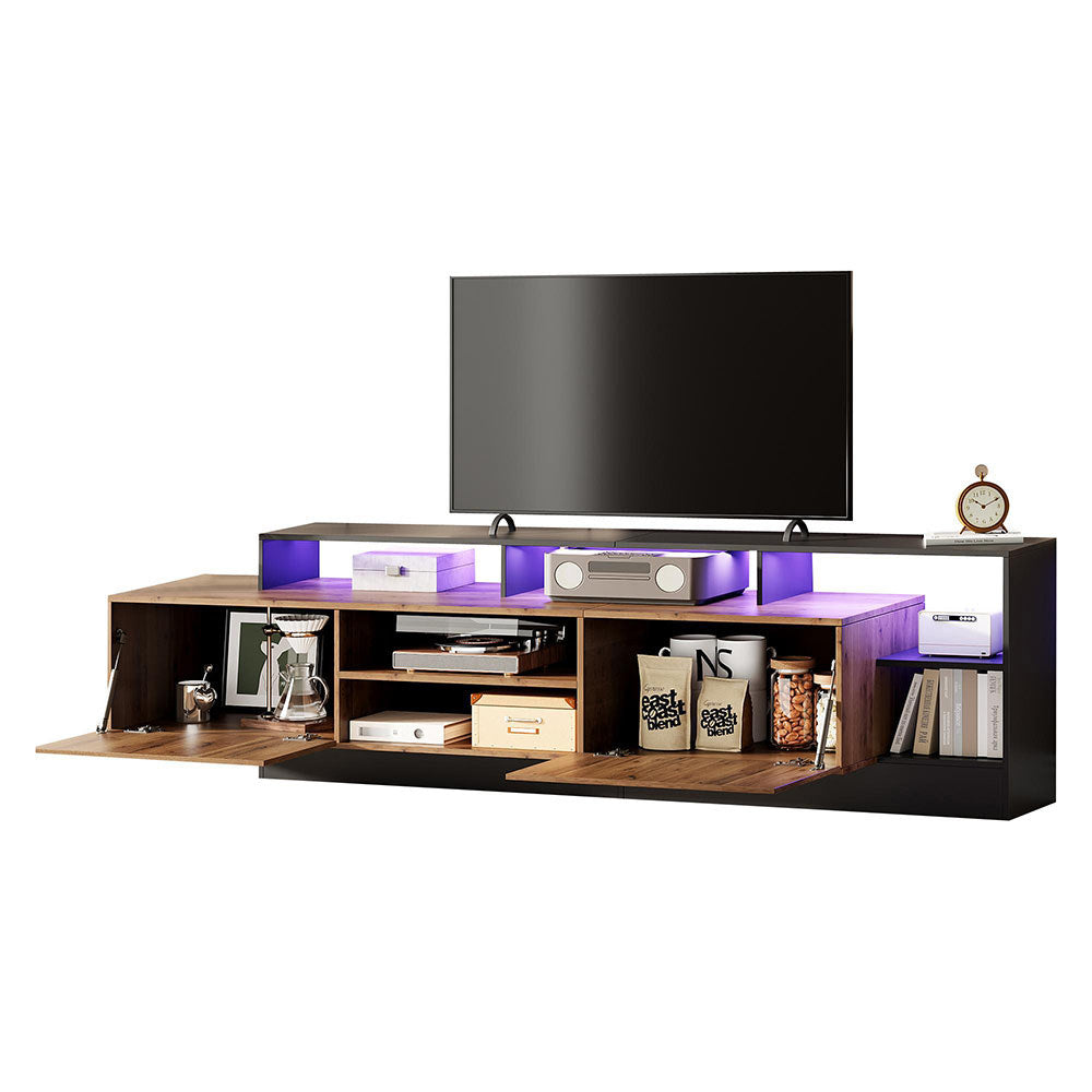 Mobile TV moderno - Xylo - Legno/telaio nero LED per TV 70"