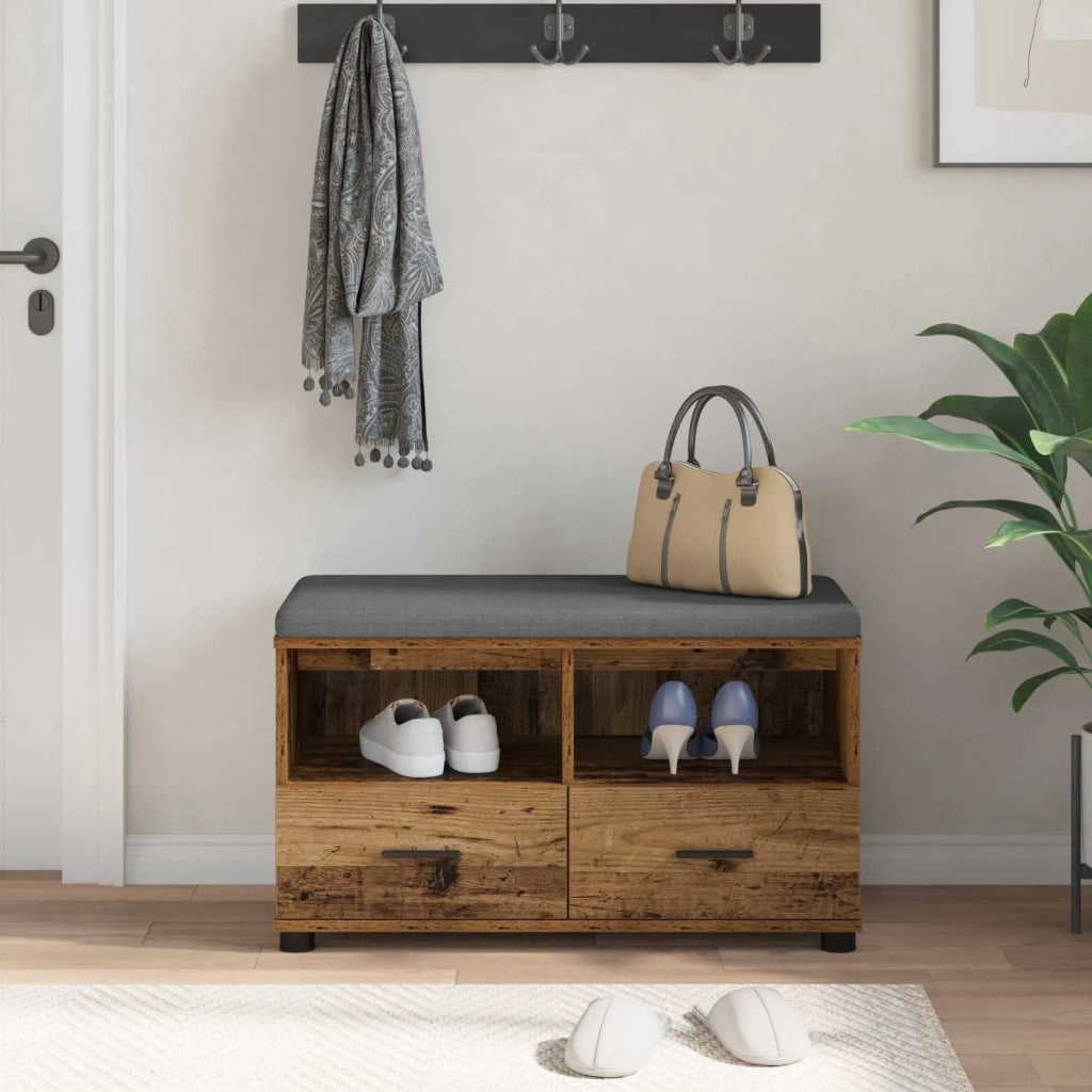 Panca per ingresso con cuscino Legno vecchio 80 x 38 x 46 cm